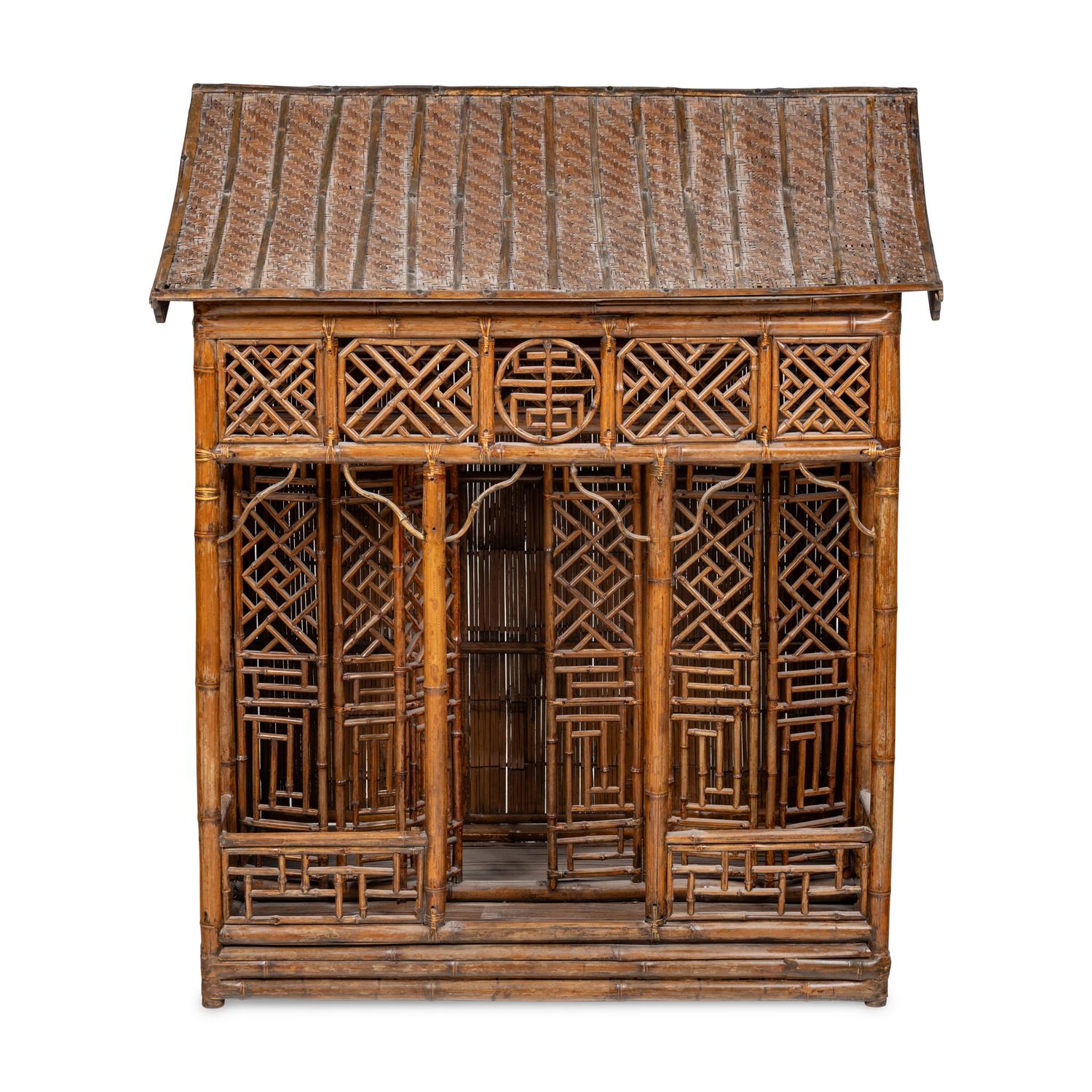 A Large Chinese Spotted Bamboo Shrine, 20th Century — 近代 斑竹仿廳堂式大佛龕