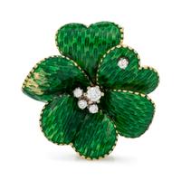 ENAMEL AND DIAMOND CLOVER BROOCH