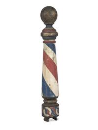A Paint Decorated Wood Barber Pole