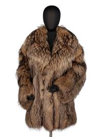 A Galanos Smokey Fox Fur Coat