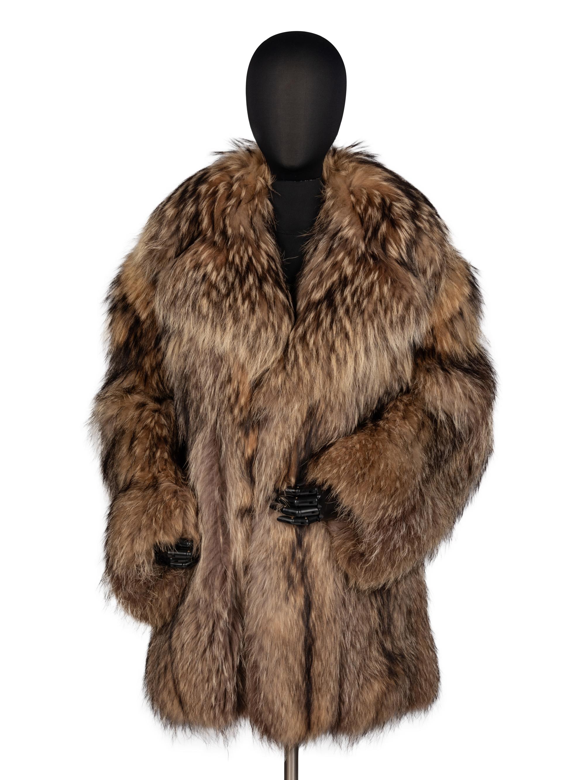 A Galanos Smokey Fox Fur Coat