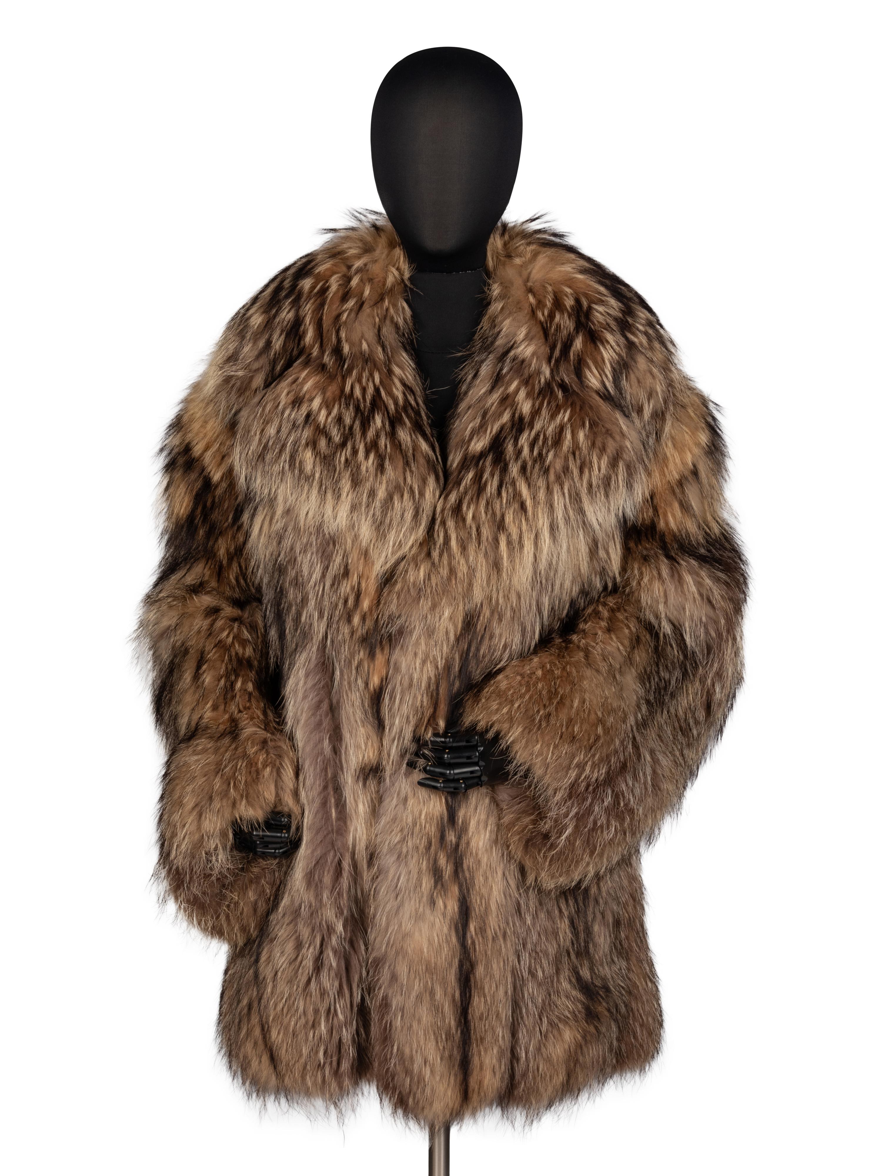 A Galanos Smokey Fox Fur Coat