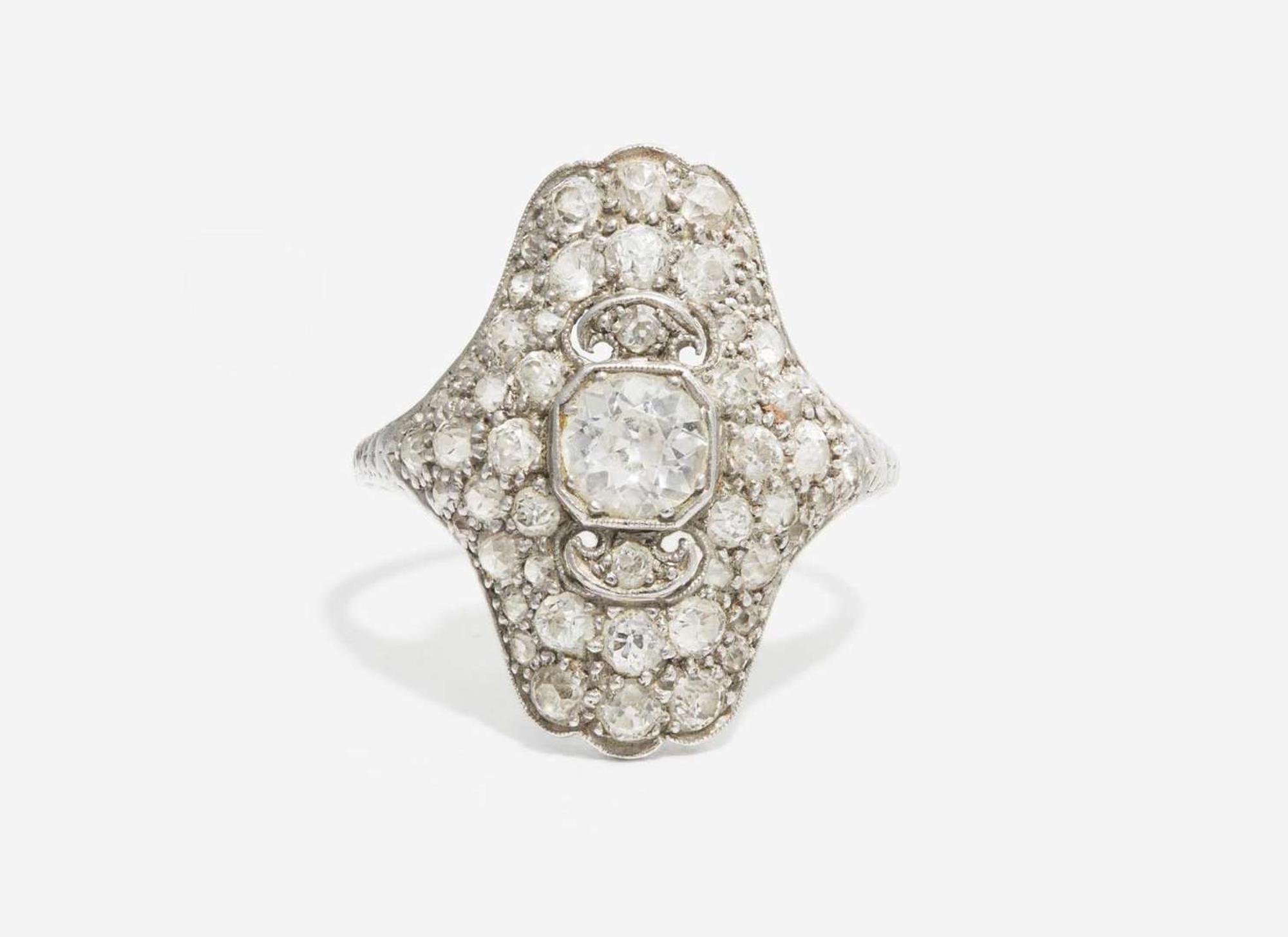A Ladies Art Deco Platinum and Diamond Ring
