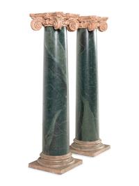 A Pair of Faux Painted Marble Pedestals