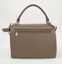 A Celine Taupe Leather and Suede Medium Trapeze Handbag, 11.5"- 20" L x 9" H x 7"- 9" W; Top handle: 4.5"; Strap drop: 15".