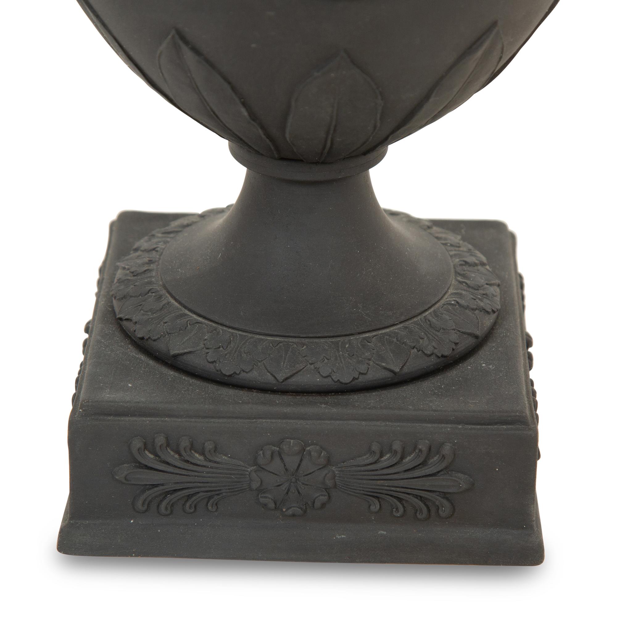 A Wedgwood Black Basalt Urn on Pedestal