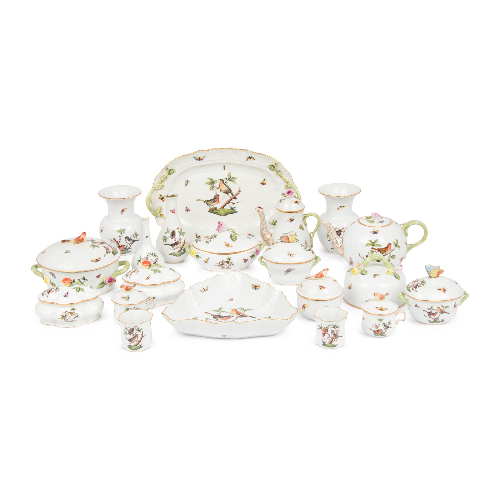 A Collection of Herend Rothschild Bird Porcelain Articles