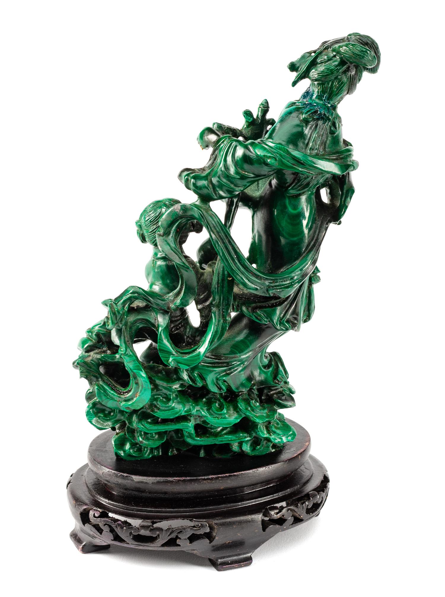 A Chinese Carved Malachite Group