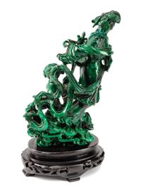 A Chinese Carved Malachite Group