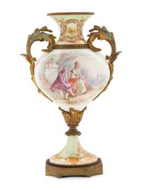 A Gilt Bronze Mounted Sèvres Style Porcelain Urn