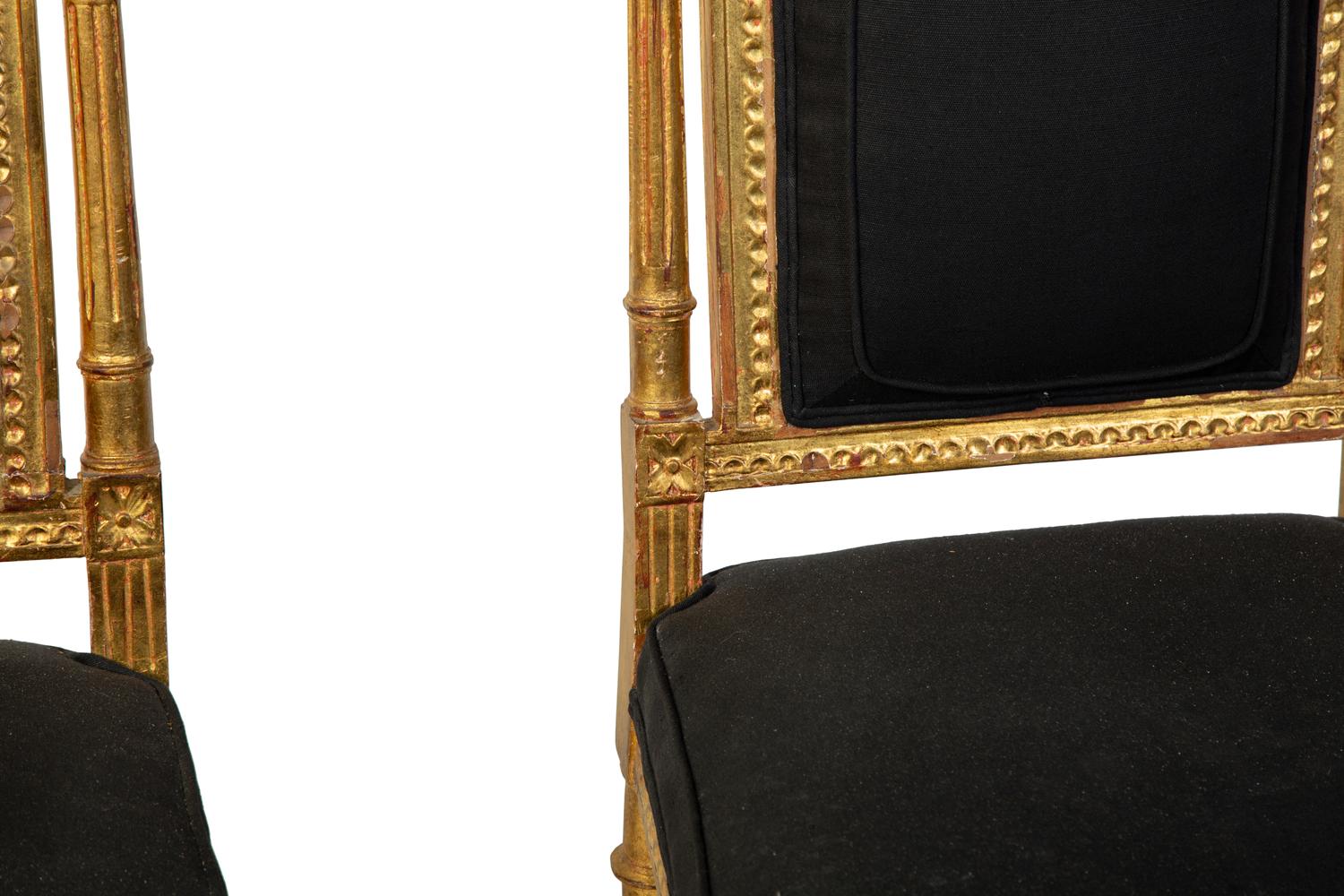 A Pair of Louis XVI Style Giltwood Side Chairs — 19TH CENTURY