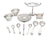 A Collection of Silver and Silver-Plate Articles, , comprising two silver bowls, a silver creamer, a silver youth place setting and 2 s