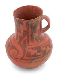 Puerco Black-on-Red Handled Pottery Jar