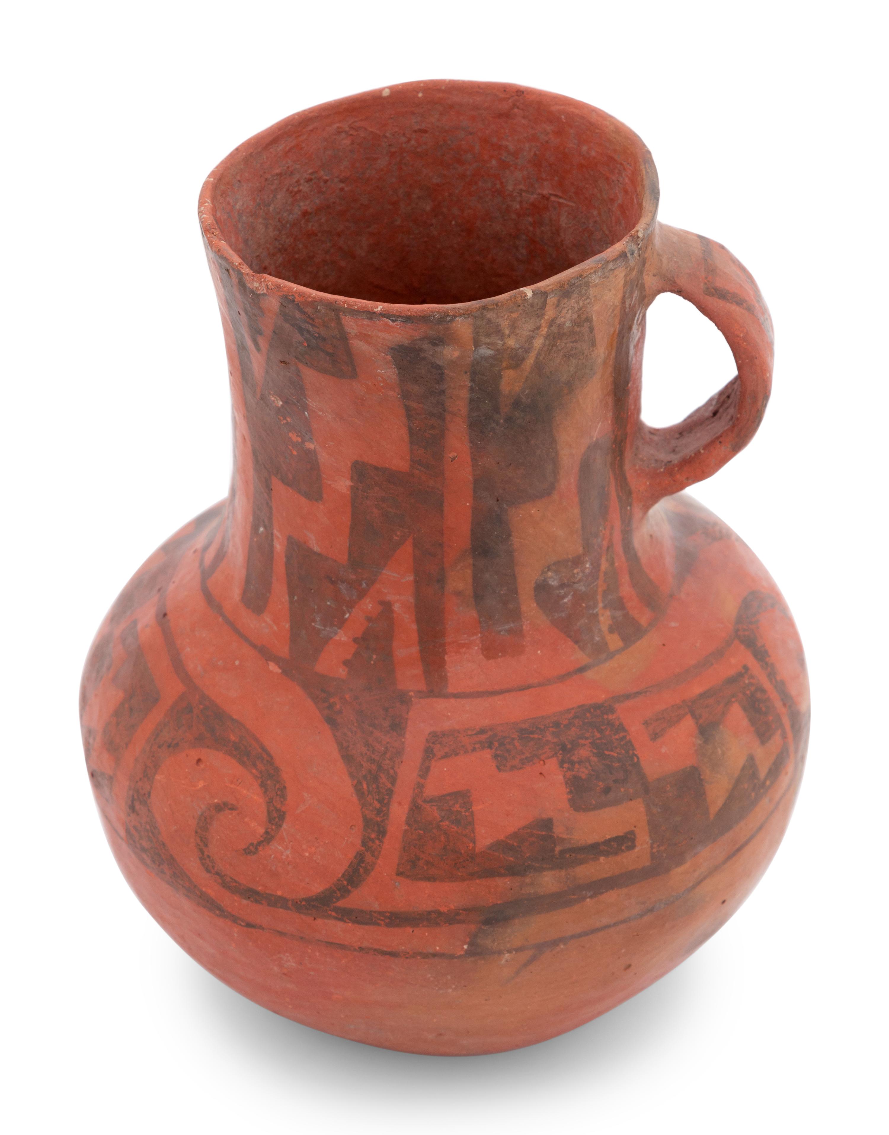 Puerco Black-on-Red Handled Pottery Jar