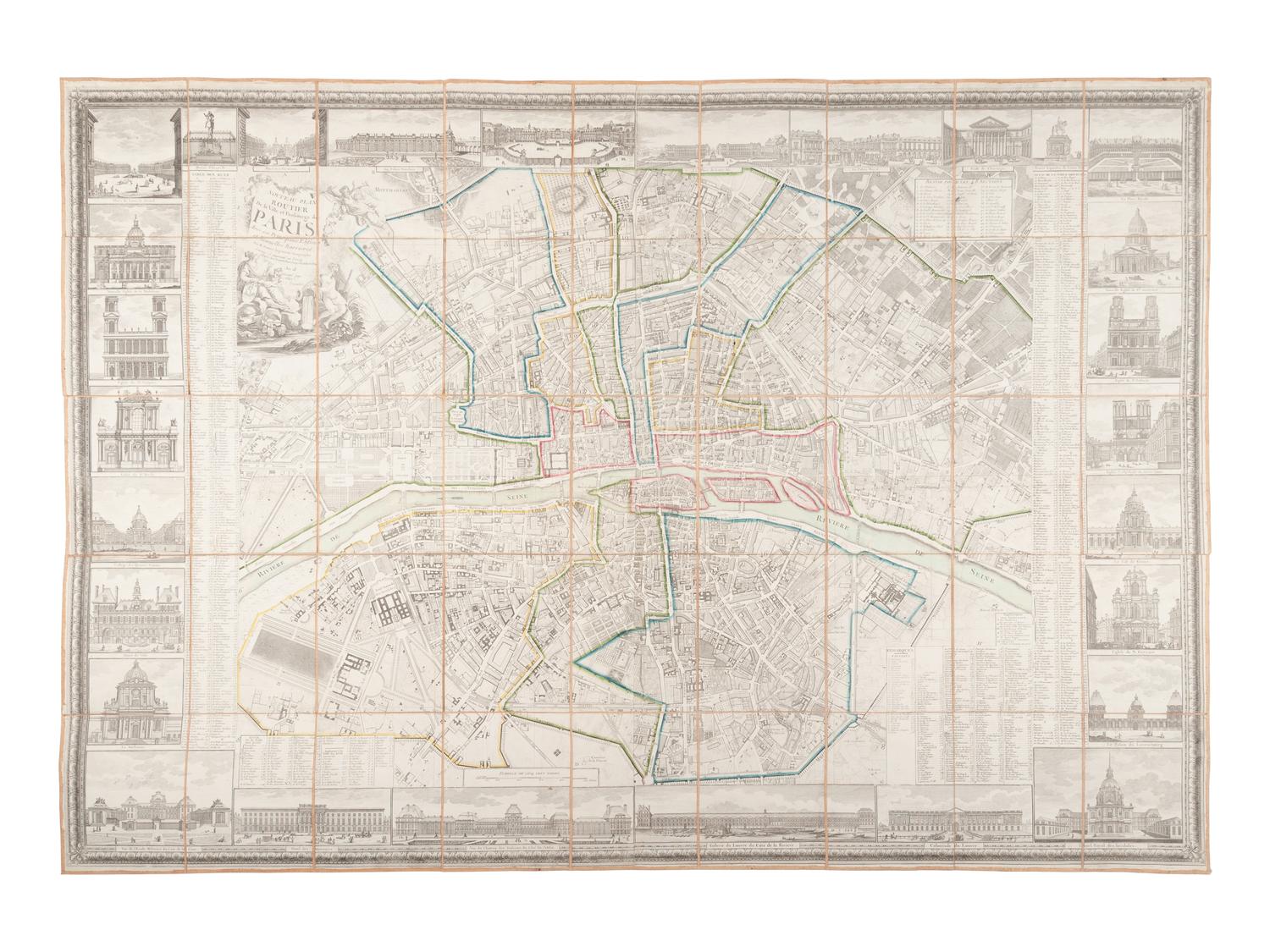 [PARIS] -- PICHON, M. Nouveau Plan Routier de la Ville et Faubourgs de Paris . Paris, ca 1805 ["l'An 13"].