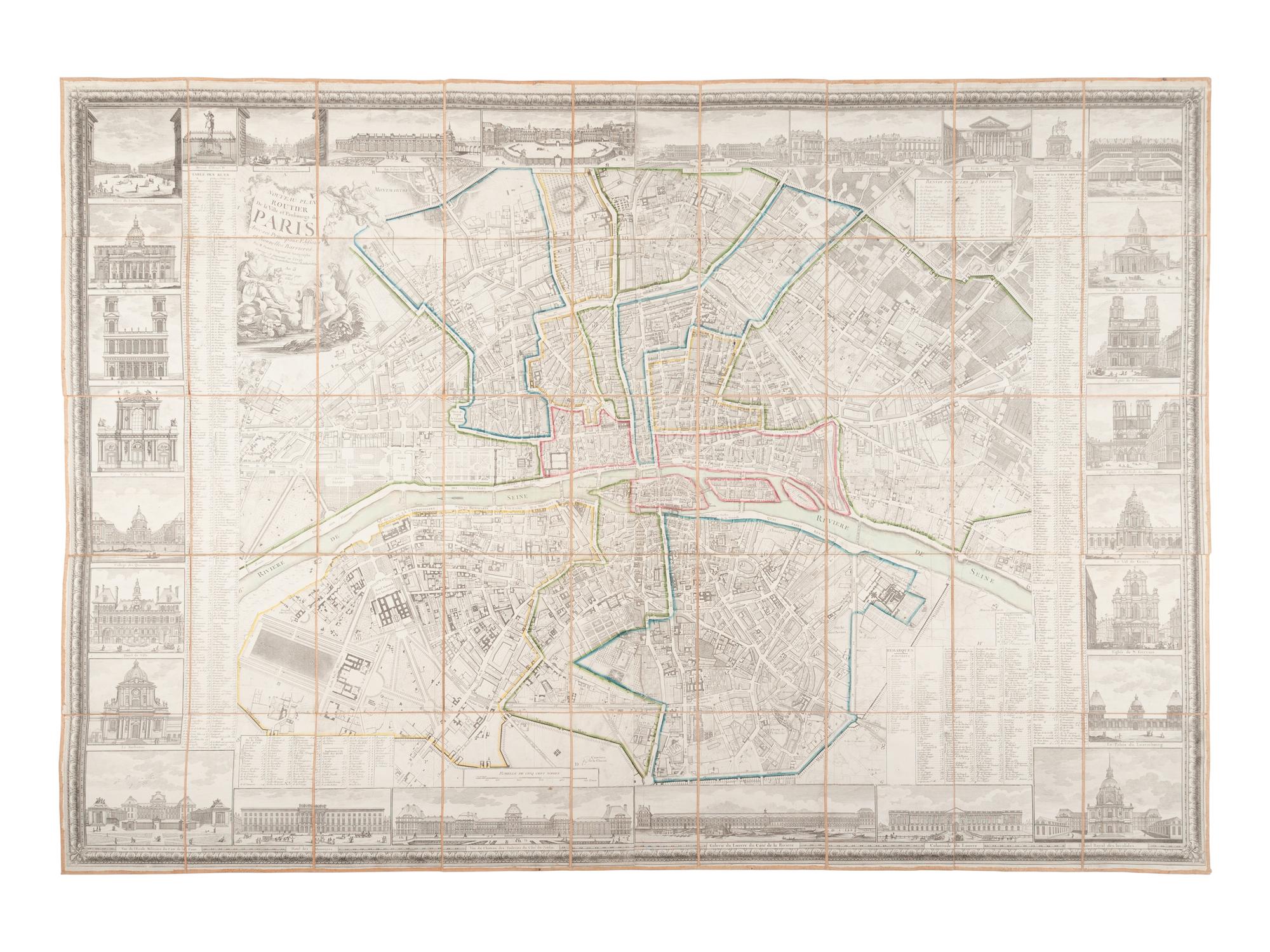 [PARIS] -- PICHON, M. Nouveau Plan Routier de la Ville et Faubourgs de Paris . Paris, ca 1805 ["l'An 13"].