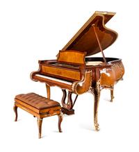 A Louis XV Style Gilt Metal Mounted Burlwood Piano