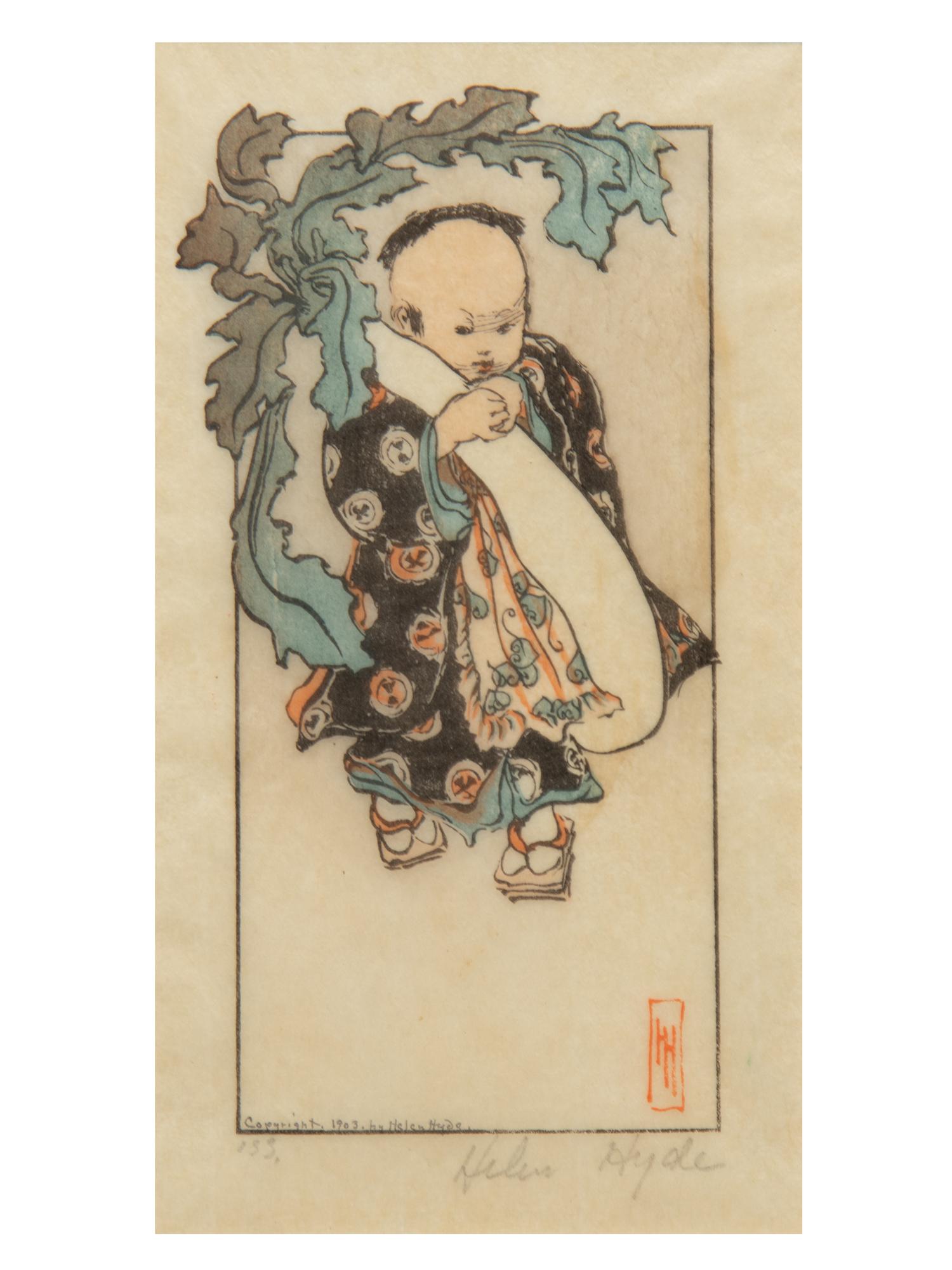 A Group of Four Woodcuts by Helen Hyde (American, 1868-1919)