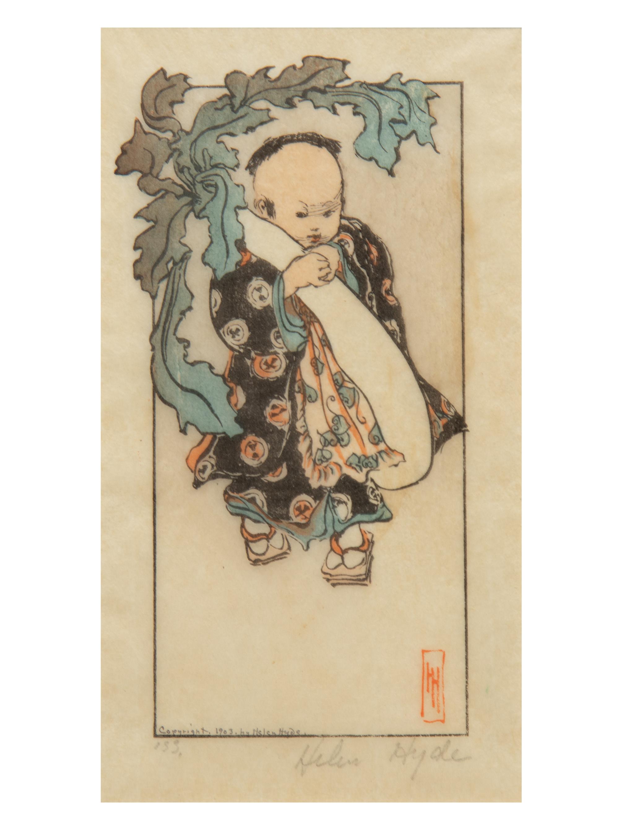 A Group of Four Woodcuts by Helen Hyde (American, 1868-1919)