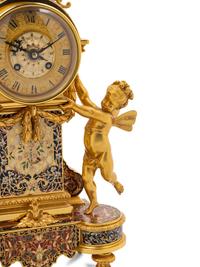 A French Gilt Bronze and Champlevé Clock Garniture Retailed by Tiffany and Co.