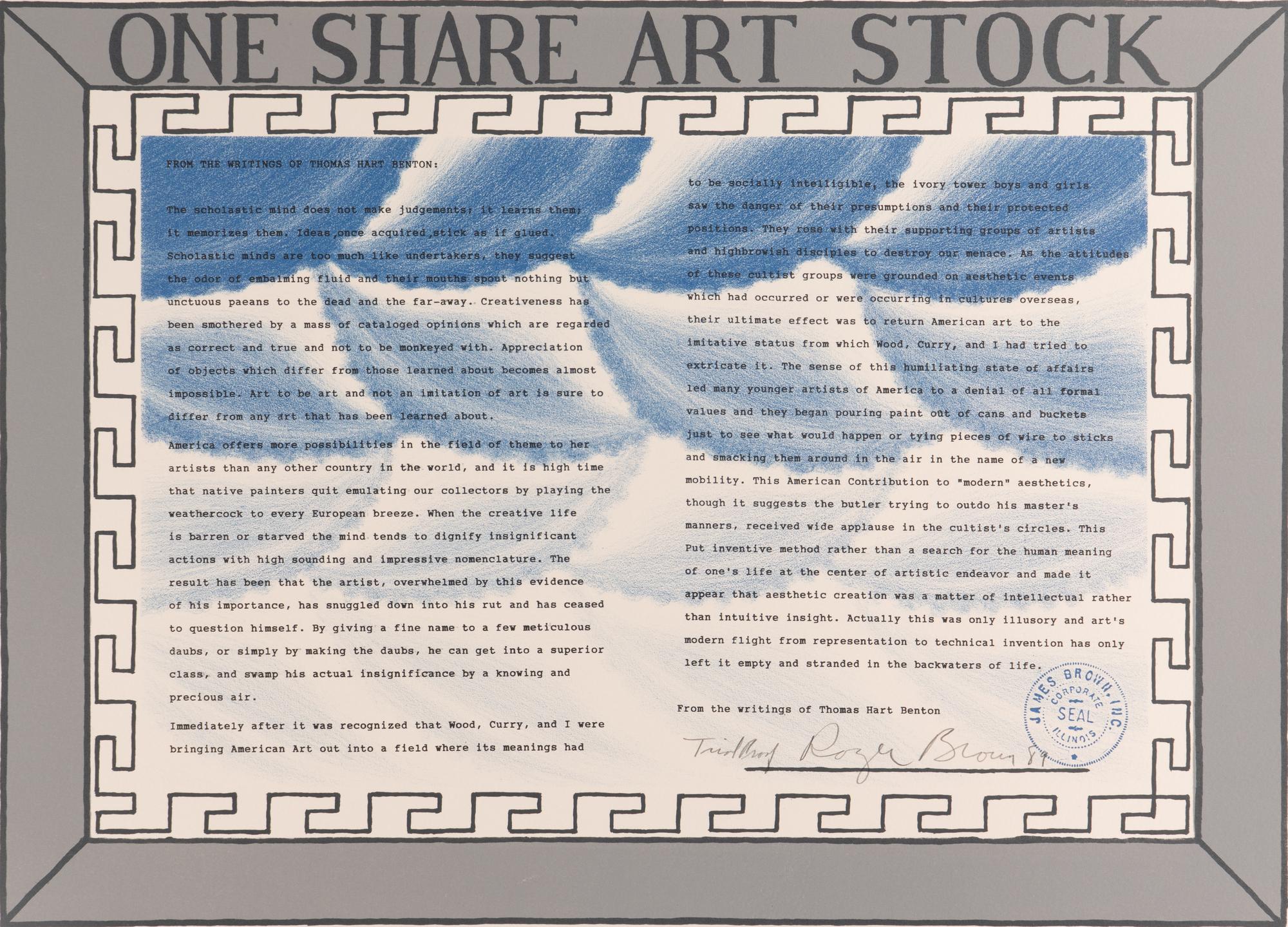 One Share Art Stock , 1989
