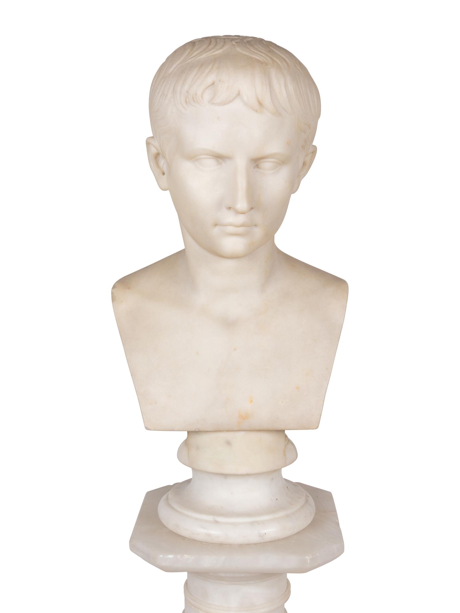 A Grand Tour Marble Bust of Young Octavian