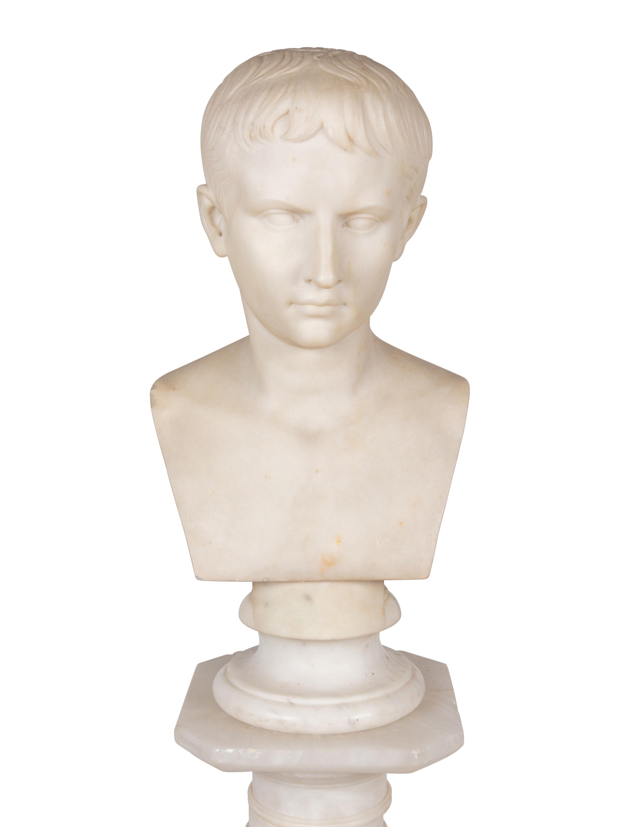A Grand Tour Marble Bust of Young Octavian