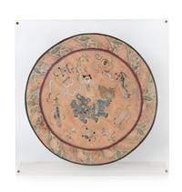 Two Chinese Embroidered Silk Panels Diameter of larger 13 7/8 inches. — 19TH CENTURY