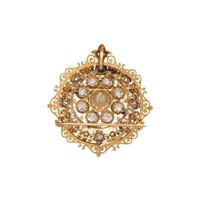 ANTIQUE, DIAMOND, MABÉ PEARL, AND YELLOW GOLD BROOCH