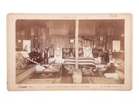 [NATIVE AMERICANS]. A group of 3 boudoir photographs of Chief Shakes Tlingit totem poles and house interior, Fort Wrangell, Alaska.