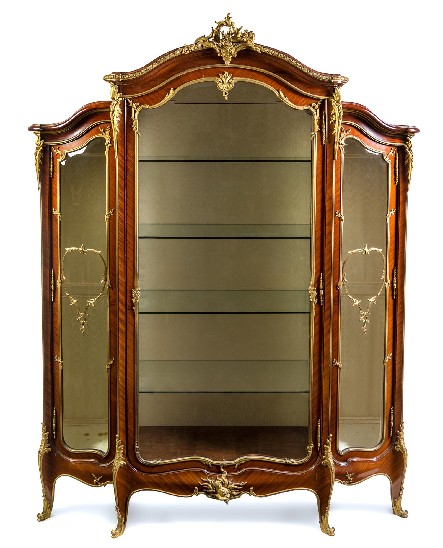 A Louis XV Style Gilt Bronze Mounted Kingwood Vitrine Height 106 x width 88 x depth 23 inches. — FRANCOIS LINKE, EARLY 20TH CENTURY