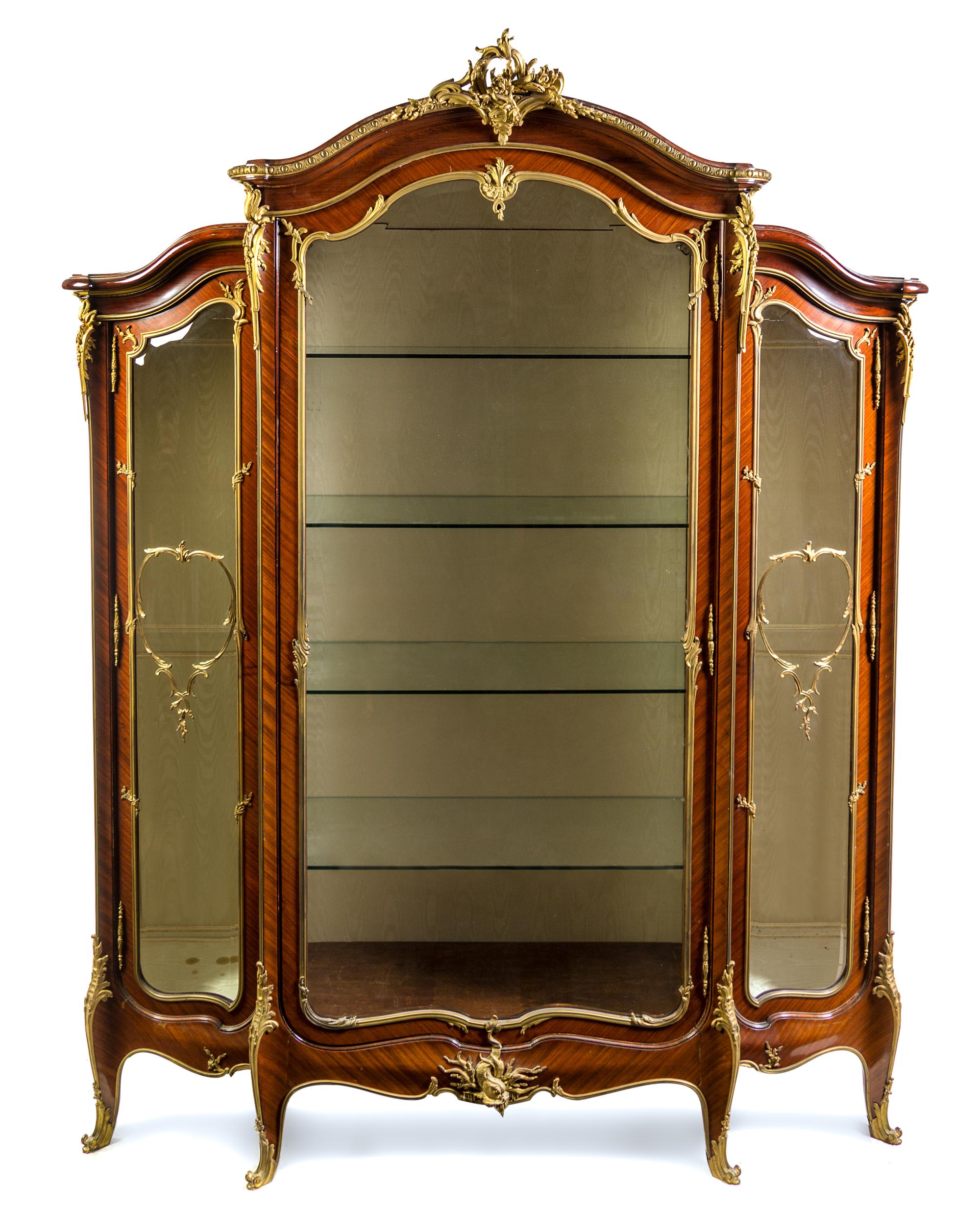 A Louis XV Style Gilt Bronze Mounted Kingwood Vitrine Height 106 x width 88 x depth 23 inches. — FRANCOIS LINKE, EARLY 20TH CENTURY