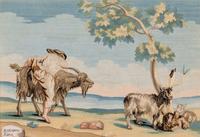 A Pair of Italian Silk and Metallic Thread Embroidered Landscape Panels by Marianna Elmo (b. 1730)