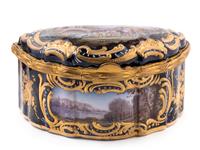 Three Sèvres Style Gilt Metal Mounted Painted and Parcel Gilt Porcelain Boxes
