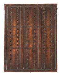 [CIVIL WAR]. Union playing cards housed in Civil War soldier's folk art carved case.
