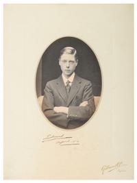 [ROYALTY]. WINDSOR, Edward, Duke of (1894-1972, "Edward VIII, King of England"). Photograph SIGNED ("Edward"), as Prince of Wales. Oxford, England, 1914.