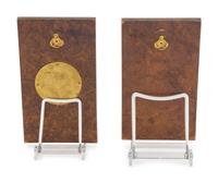 An Empire Gilt Bronze and Burlwood Desk Thermometer and Barometer Set