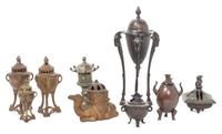 A Collection of Bronze and Gilt Metal Censers Height of first 7 inches. — 20TH CENTURY