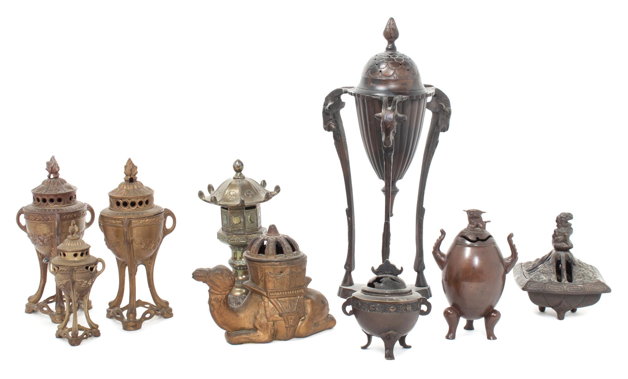 A Collection of Bronze and Gilt Metal Censers Height of first 7 inches. — 20TH CENTURY