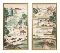 A Pair of Framed Chinese Wallpaper Panels