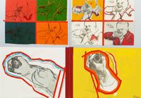 Larry Rivers, (American, 1923-2002), A group of 13 works from The Boston Massacre portfolio, 1970, including: Portfolio Cover, Untitled