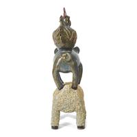 Lin Craven (1946-2011), A Glazed Stoneware Stacked Animal Group: Sheep, Pig, and Rooster
