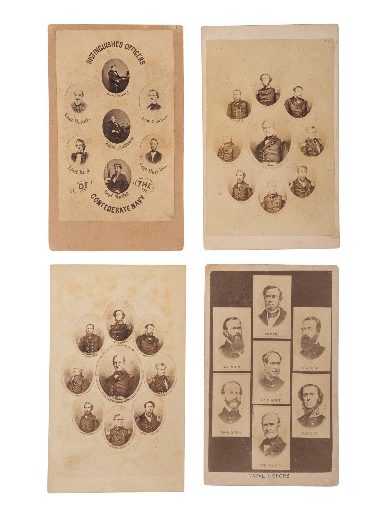 [CIVIL WAR]. A group of 8 CDVs of prominent Confederate and Union Naval personalities, comprising: