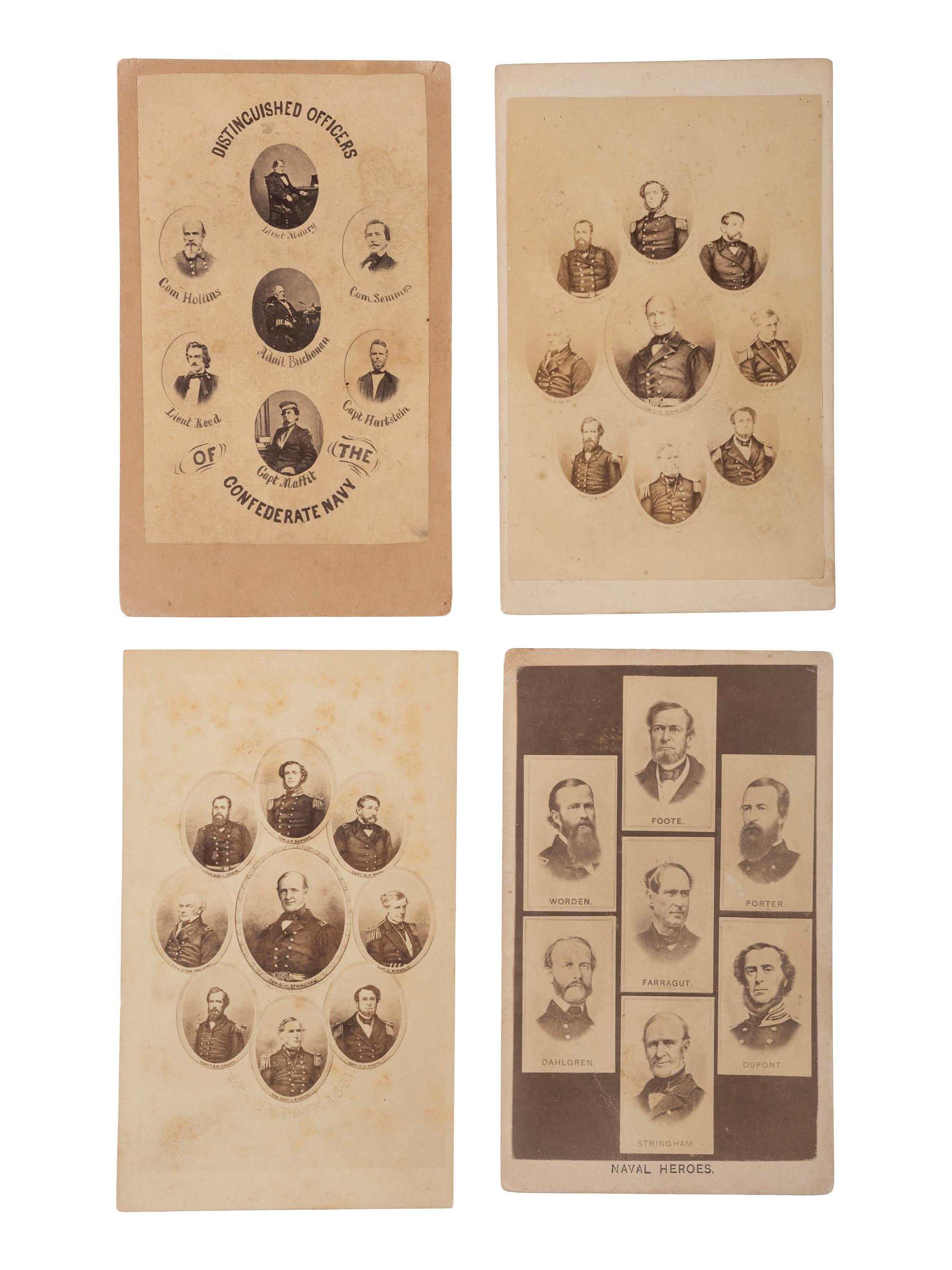 [CIVIL WAR]. A group of 8 CDVs of prominent Confederate and Union Naval personalities, comprising: