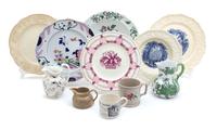 A Miscellaneous Group of English Porcelain and Stoneware Diameter of largest 10 1/2 inches. — 19TH CENTURY