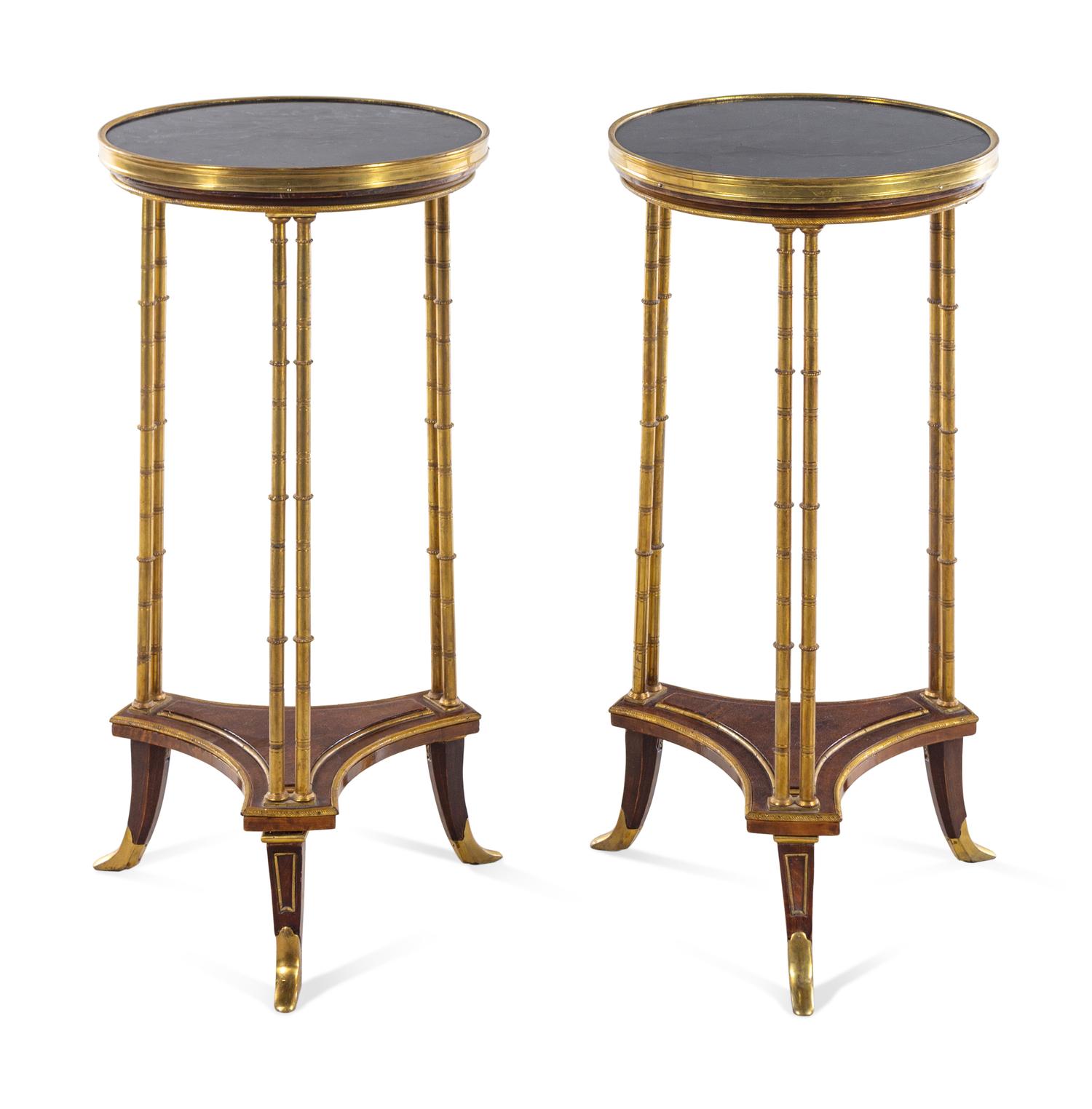 A Pair of French Gilt Bronze Marble-Top Guéridons