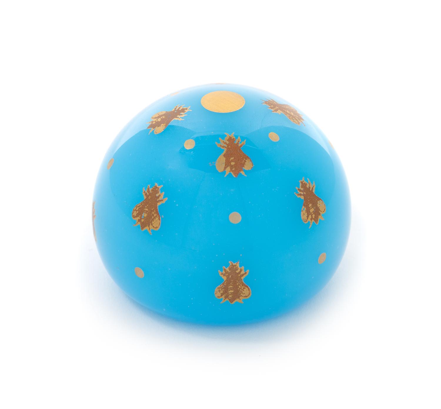 Baccarat, , an Opaline Agate gilded honeybees surface-design paperweight