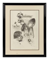 A Pair of Mike Ditka Signed Autograph Artworks Formerly Displayed at Mike Ditka’s Restaurant