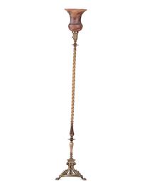 Hubley Floor Lamp with Steuben Moss Agate Shade American, 20th Century
