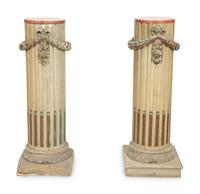 A Pair of Italian Carved and Painted Pedestals